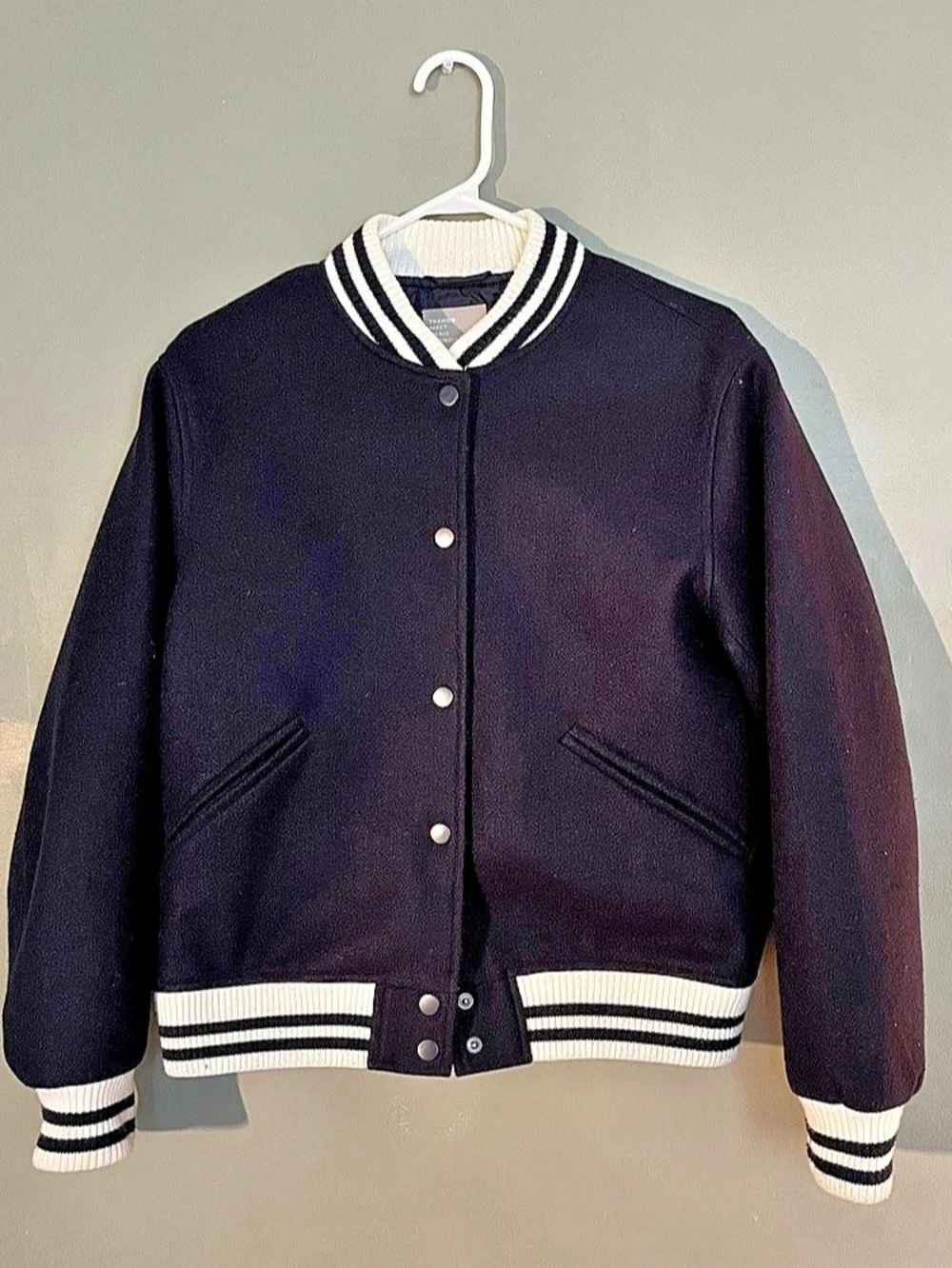 SPAO Basic Varsity Jacket Black & White Size Small
